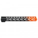 CERAKOTE GRADIENT| AR-15 ANGLE CUT CLAMP ON M-LOK 15 INCH HANDGUARD- BLACK BASE- GRADIENT- HUNTER ORANGE -MADE IN U.S.A